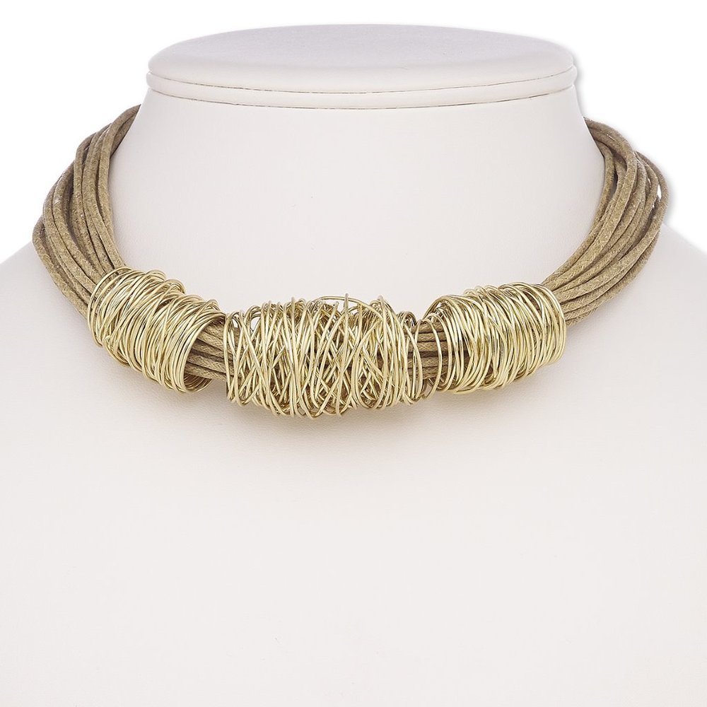 NWOT - Multi -strand necklace with gold wire wrap